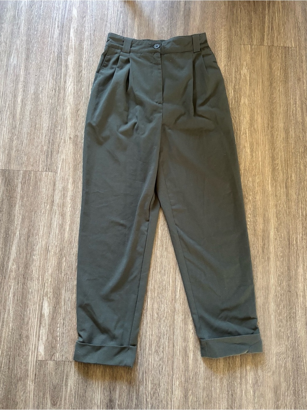 Dynamite Green Pleated High-Waist Trousers